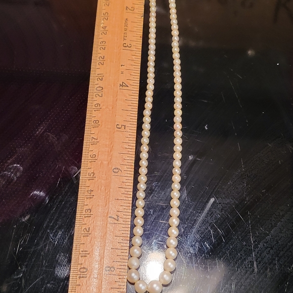 10kt White Gold Graduated Pearl Necklace 17" Vintage - Picture 8 of 14